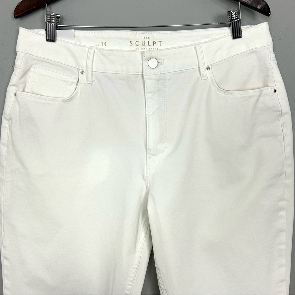 WHBM High-Rise Sculpt Ankle Skinny Jeans Women’s Size 14 Tummy Smoothing White - Picture 3 of 10
